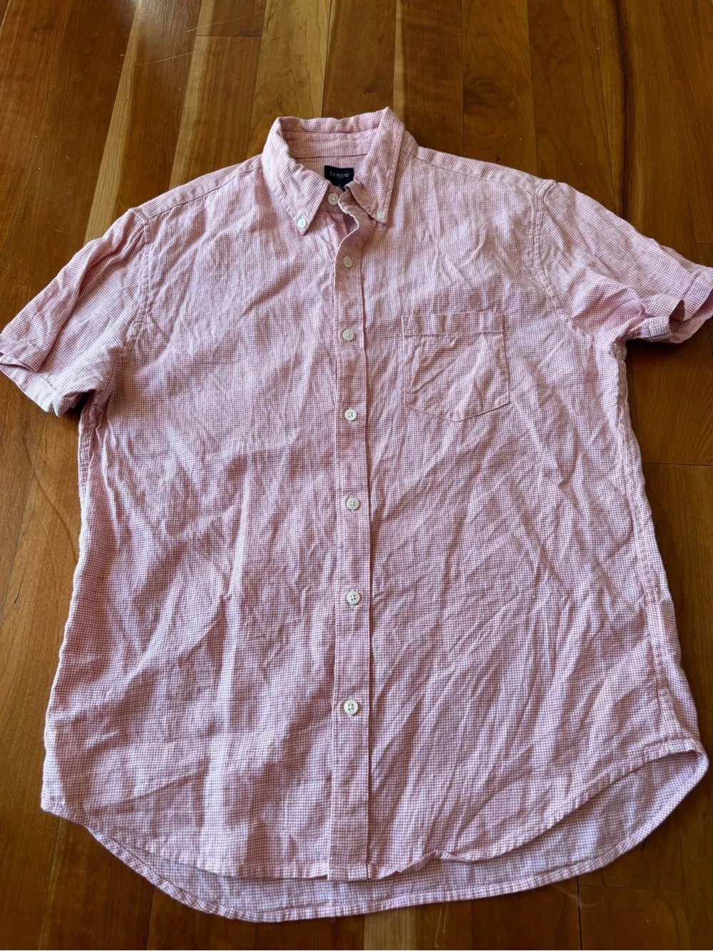 J. Crew linen / cotton blend men’s short sleeve button down shirt large